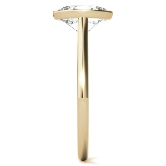 1.50 Carat Oval Cut Lab Created Diamond Solitaire Petite Bezel Engagement Ring - Picture 2 of 7